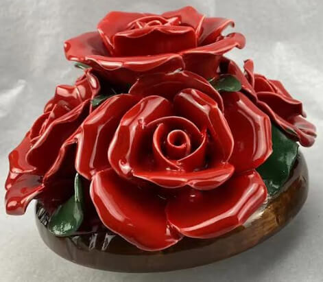 5 Red Roses Ceramic Flowers