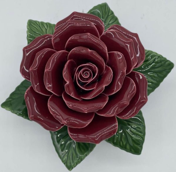 Dark Red Rose Ceramic Flowers
